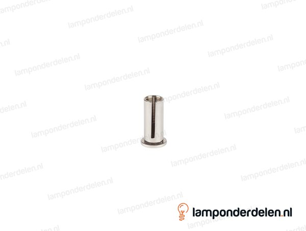 Staalkabel bevestigingsbus messing nikkelkleurig - sleuf voor staalkabel - binnendraad M10x1 - bevestigingsgat 5 mm