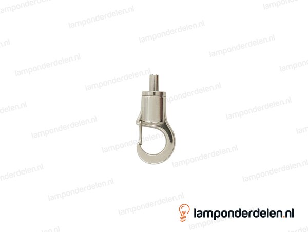 Staalkabel verstelbus messing nikkelkleurig met haak en borgveer - opening haak 6 mm