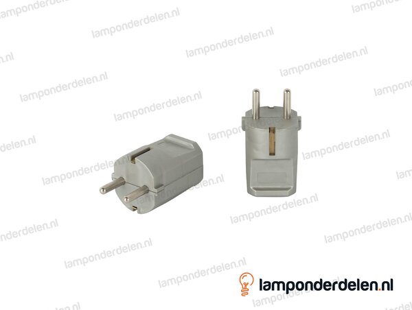 Stekker kunststof zilver met randaarde - hoog model