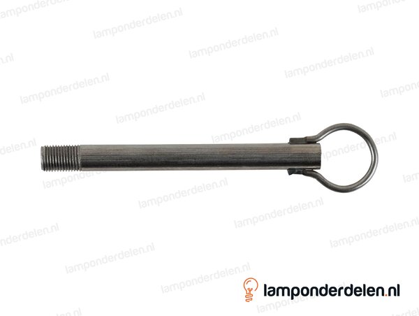 Stelpijp metaal blank - lengte 12 cm - ophangoog 25 mm - buitendraad M10x1