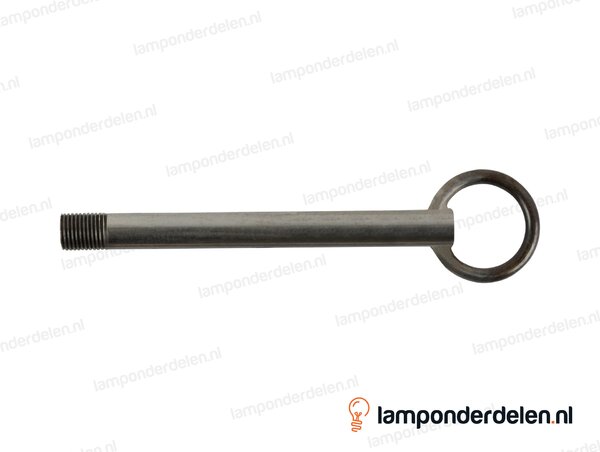 Stelpijp metaal blank - lengte 12,5 cm - ophangoog 30 mm - buitendraad M10x1