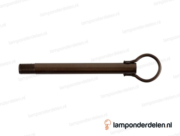 Stelpijp metaal bronskleurig - lengte 12 cm - ophangoog 25 mm - buitendraad M10x1