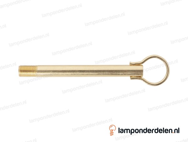 Stelpijp metaal messingglanskleurig - lengte 12 cm - ophangoog 25 mm - buitendraad M10x1