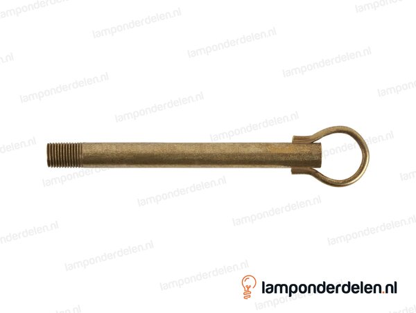 Stelpijp metaal messingkleurig - lengte 12 cm - ophangoog 25 mm - buitendraad M10x1