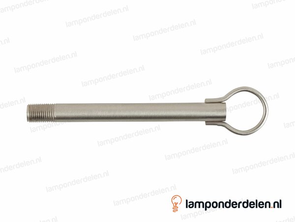 Stelpijp metaal RVS-kleurig - lengte 12 cm - ophangoog 25 mm - buitendraad M10x1