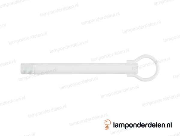 Stelpijp metaal wit - lengte 12 cm - ophangoog 25 mm - buitendraad M10x1