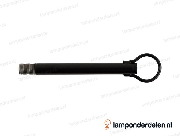 Stelpijp metaal zwart - lengte 12 cm - ophangoog 25 mm - buitendraad M10x1