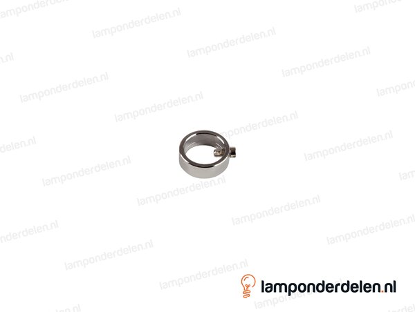 Stelring messing chroomkleurig met borgschroef - 17 x 6 mm - gat 13,5 mm