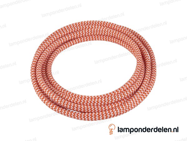 Strijkijzersnoer donkeroranje met wit - 2 x 0,75 mm²