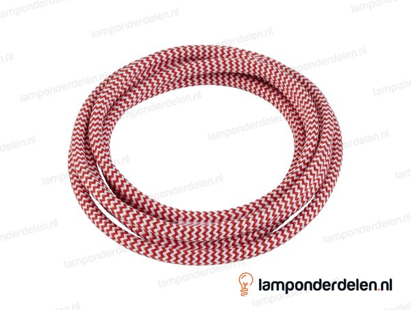 Strijkijzersnoer rood met wit - 2 x 0,75 mm²