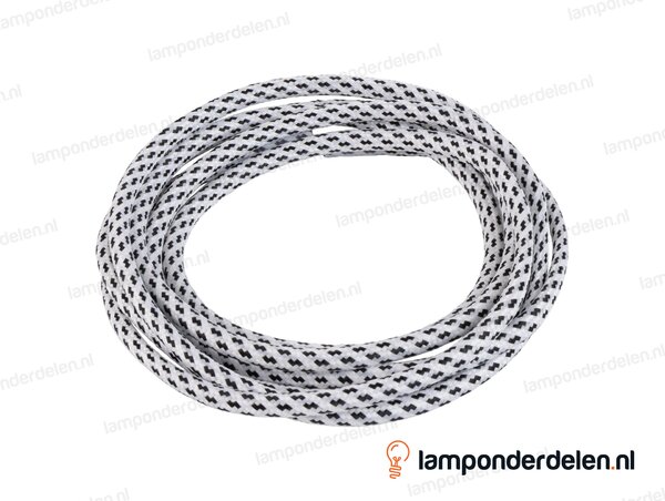 Strijkijzersnoer wit met zwarte stip narrow - 2 x 0,75 mm²