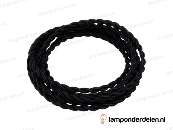 Strijkijzersnoer zwart gedraaid - 2 x 0,75 mm²