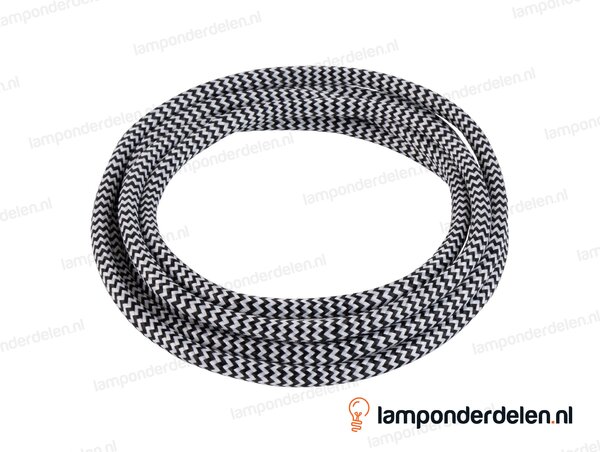 Strijkijzersnoer zwart met wit - 2 x 0,75 mm²