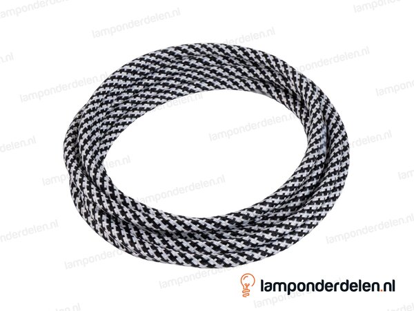 Strijkijzersnoer zwart met wit mix - 2 x 0,75 mm²