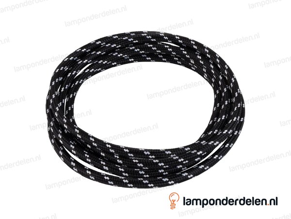 Strijkijzersnoer zwart met witte stip - 2 x 0,75 mm²