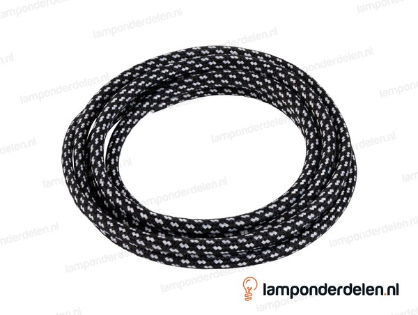 Strijkijzersnoer zwart met witte stip narrow - 2 x 0,75 mm²