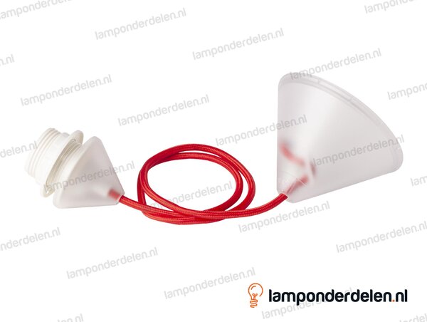 Strijkijzersnoerpendel kunststof rood met fitting E27 - lengte 80 cm