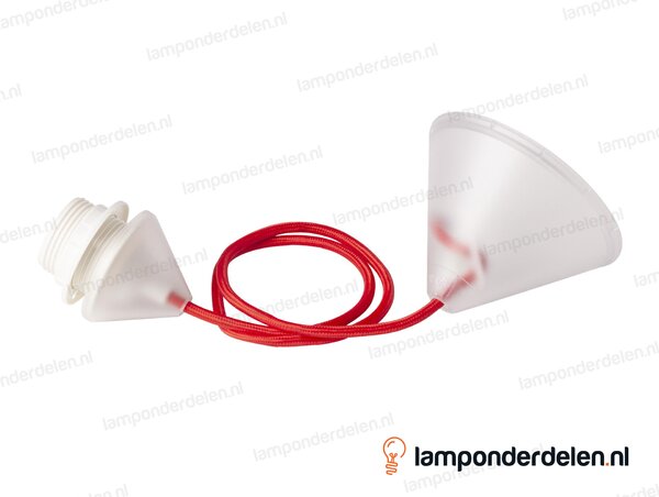 Strijkijzersnoerpendel kunststof rood met fitting E27 - lengte 80 cm