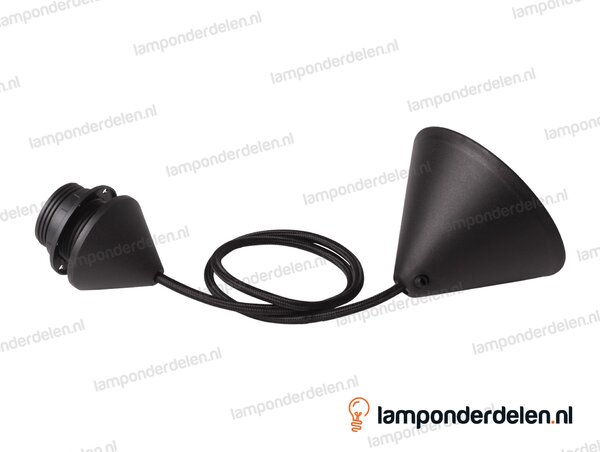 Strijkijzersnoerpendel kunststof zwart met fitting E27 - lengte 80 cm