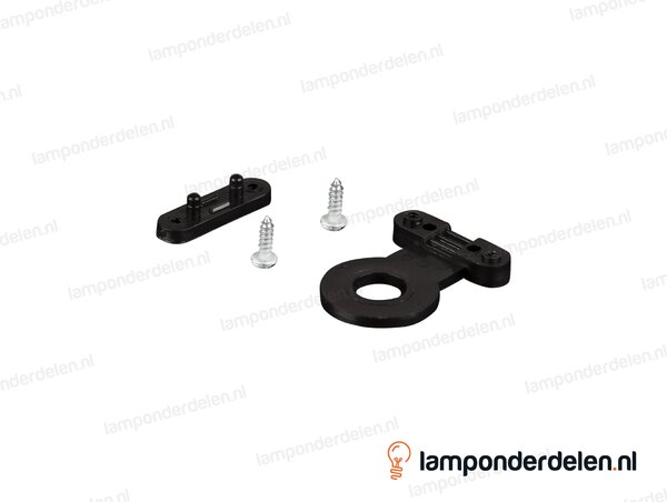 Trekontlaster kunststof zwart met bevestigingslip en gat 10,5 mm - geschikt voor plat snoer