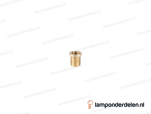 Verloop trompetnippel messing rond - lengte schroefdraad 10 mm - van buitendraad M10x1 naar binnendraad M8x1