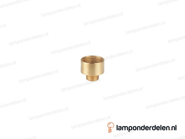 Verloopdop messing - hoogte 16 mm - van binnendraad 3/8 gas naar buitendraad M10x1