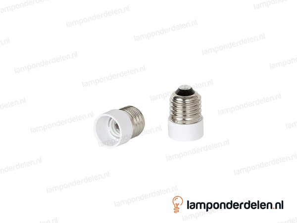 Verloopfitting kunststof wit - van E27 naar E14 fitting