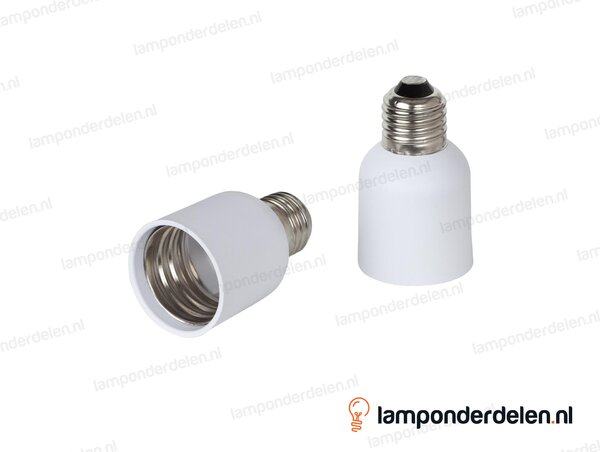 Verloopfitting kunststof wit - van E27 naar E40 fitting