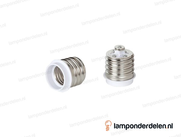 Verloopfitting kunststof wit - van E40 naar E27 fitting