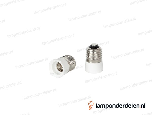 Verloopfitting porselein wit - van E27 naar E14 fitting