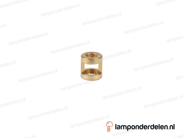 Verloopkoppelstuk messing met vierkant gat - hoogte 18 mm -  van binnendraad M13x1 naar binnendraad m10x1