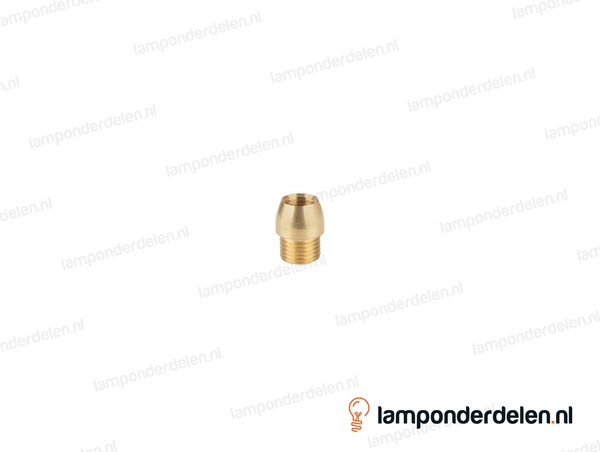 Verloopnippel messing conisch - hoogte 15 mm - van buitendraad M10x1 naar binnendraad M8x1
