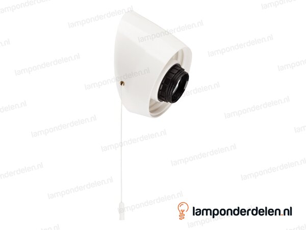 Wand schroefrand E27 kunststof wit schuin met trekschakelaar - 60 watt